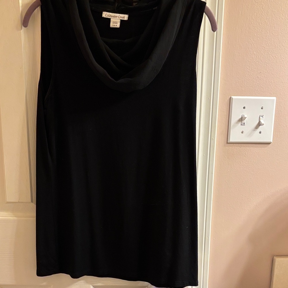 Coldwater Creek Classic Black Cowl Neck Top. Rayon and spandex.